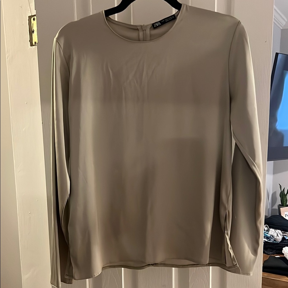 Zara Soft Champagne Gold Long Sleeve Top